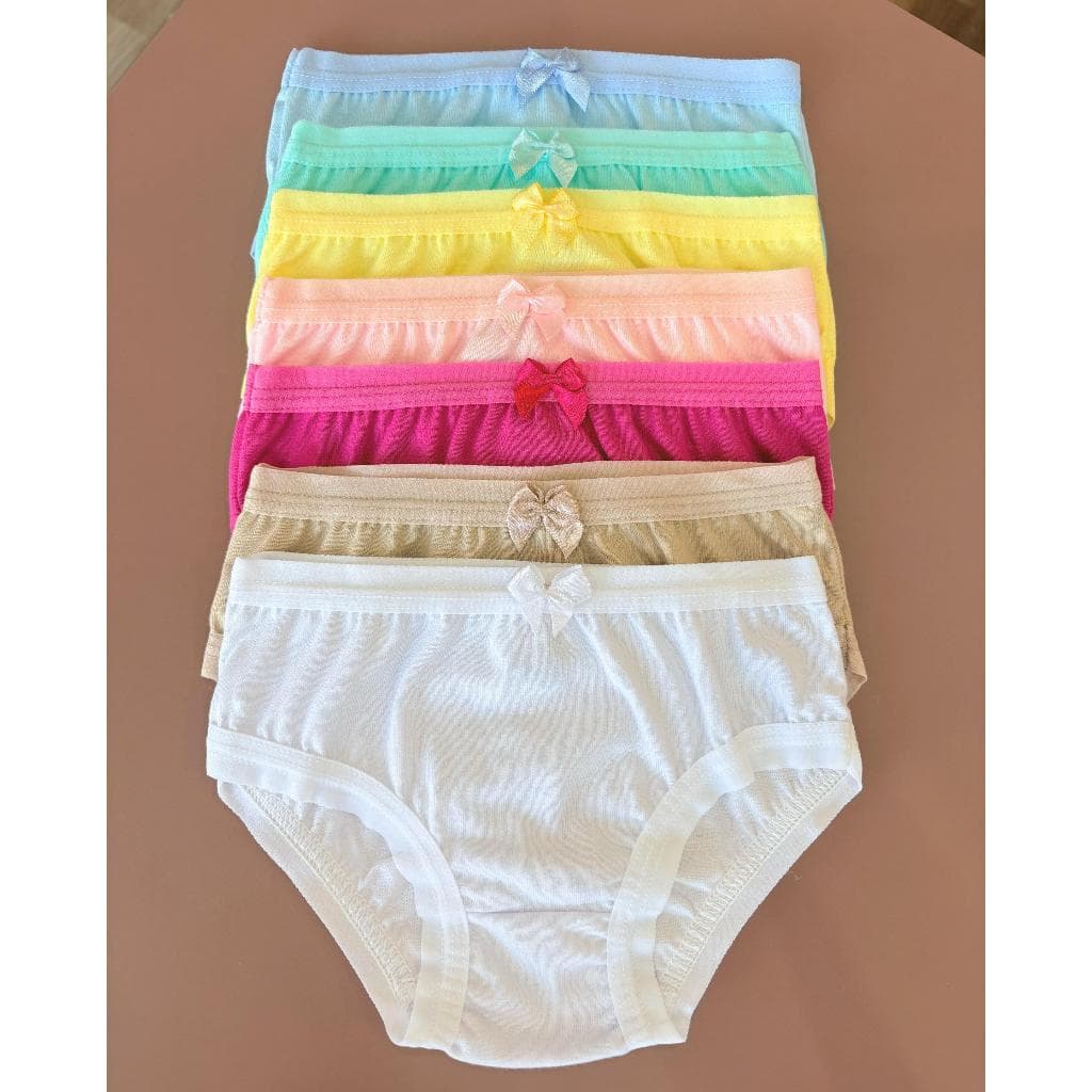 Kit 7 Calcinhas Infantil 100% Algodão Premium Antialérgico Colorida Lisa Menina Desfralde Criança/Bebê Confortável