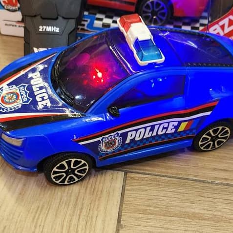 carrinho de controle remoto sem fio policial com luzes