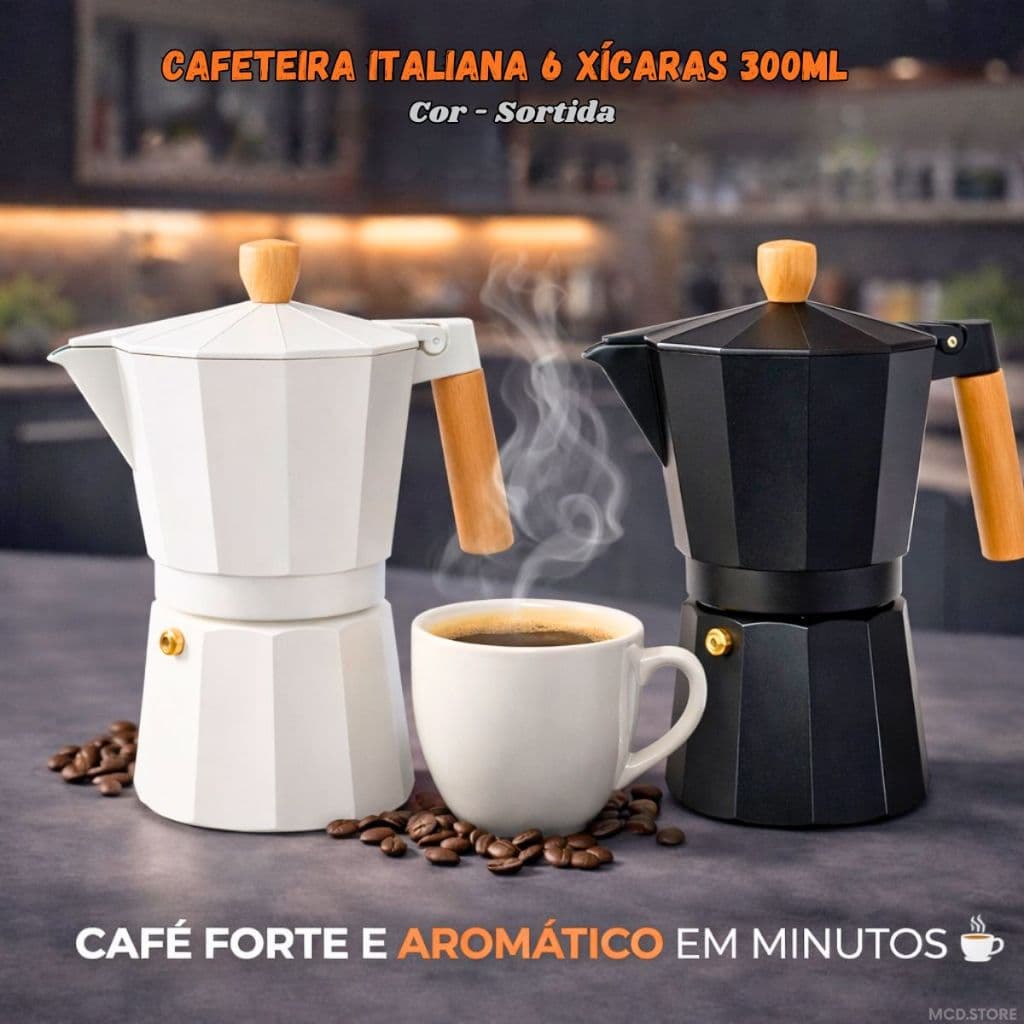 Cafeteira Italiana Milão 6 Xicaras 300ml Alumínio Café Expresso Fogão Preparo Rápido - Cor Sortida