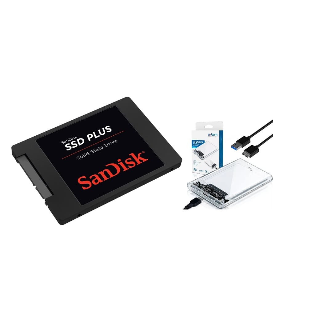 SSD EXTERNO - KIT SSD SANDISK 240GB + CASE USB 3.0 COM NOTA FISCAL E GARANTIA