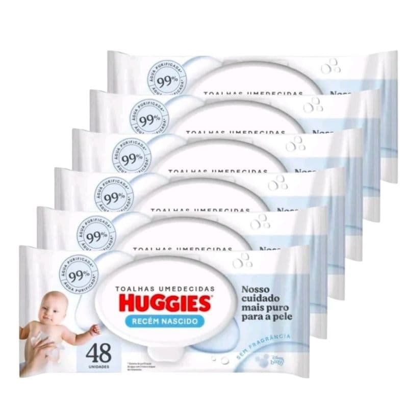 Kit 6 Pacotes Lenços Umedecidos Huggies