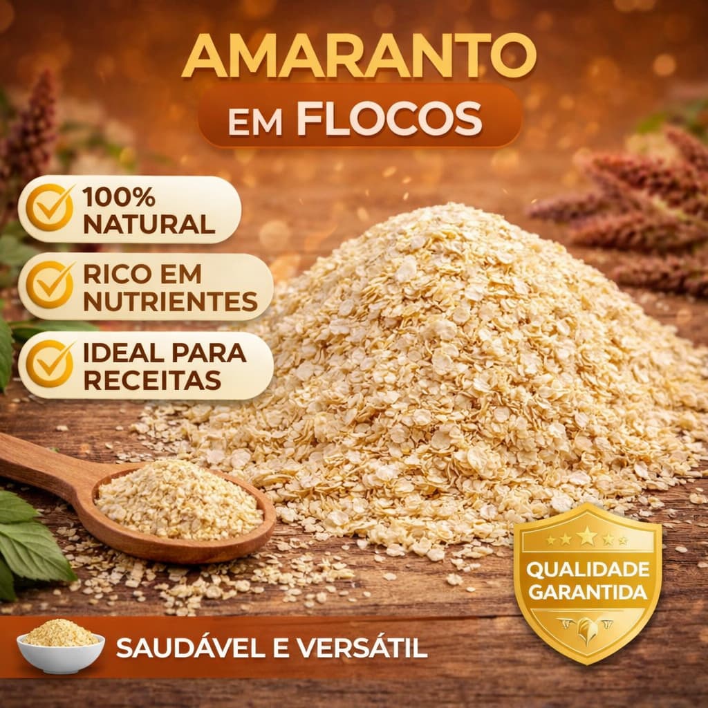 Amaranto em Flocos 100% Natural | Rico em Nutrientes | Grãos Selecionados | Alta Qualidade