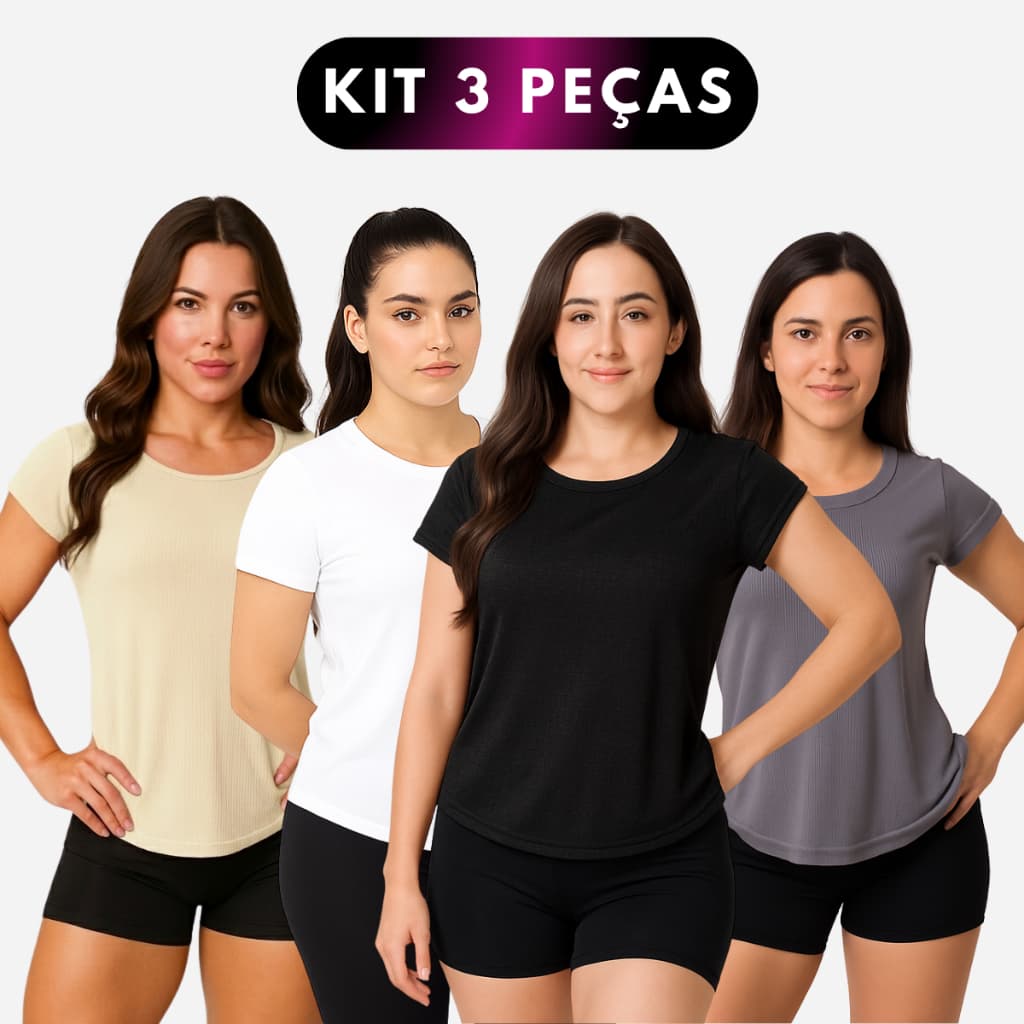 Kit 3 Camiseta Academia Feminina Dry Fit Camisa Blusa Caminhada Musculação Treino Baby Look