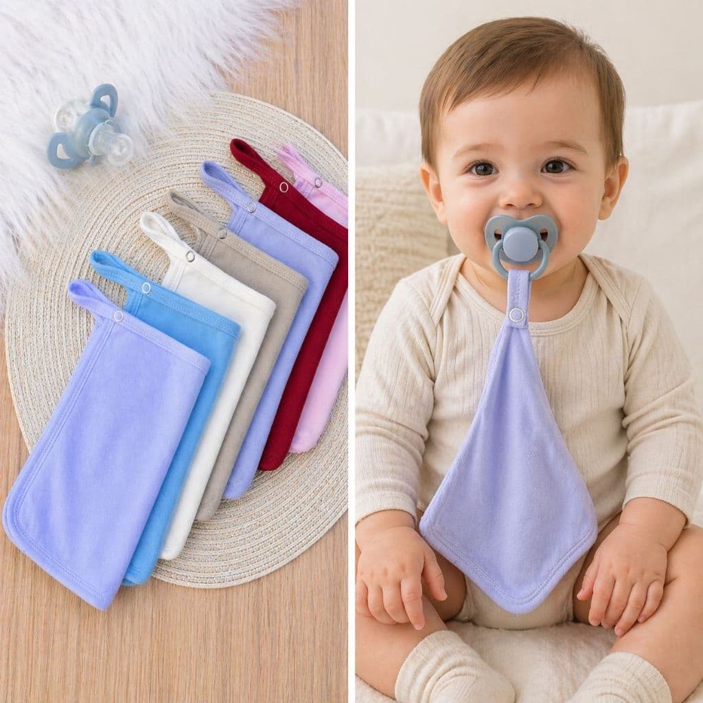 Kit 5 Pano de boca Malha 100% Algodão para Bebê Enxoval Maternidade Fraldinhas Babete Prendedor chupeta bico fralda