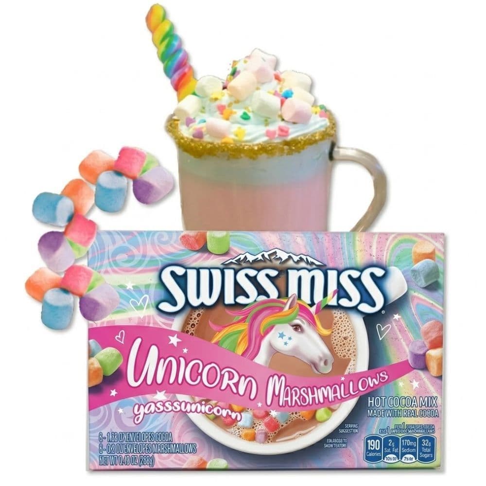 Chocolate Quente Swiss Miss Unicorn 12 Sachês (6 Chocolate + 6 Marshmallow) Importado EUA