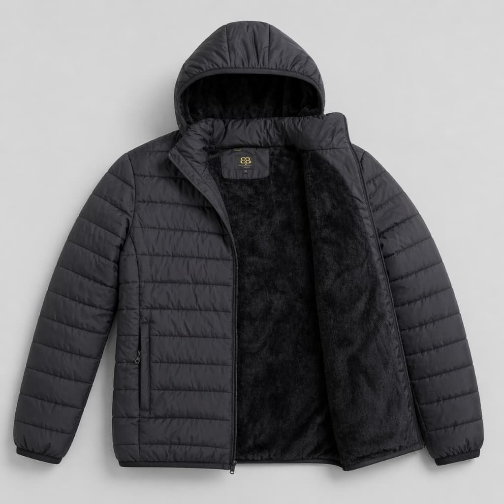 Jaqueta Masculina Bobojaco Puffer Forrada Apeluciada Com Capuz Removivel P-G6