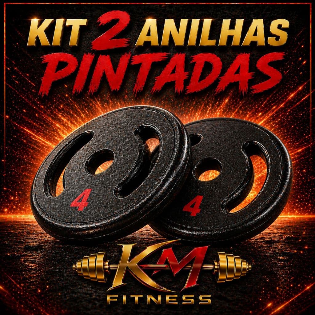 Kit 2 Anilhas 4 Kg Vazada Pintada Preto Ferro Fundido Academia Treino Musculação Fitness (2X4KG)