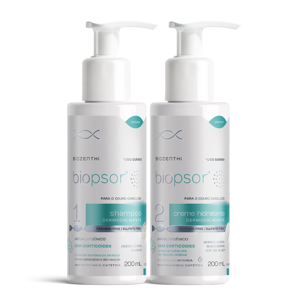 KIT BIOPSOR COURO CABELUDO PARA CONTROLE DA PSORÍASE - SHAMPOO + CREME HIDRATANTE - (2 PRODUTOS) - Biozenthi
