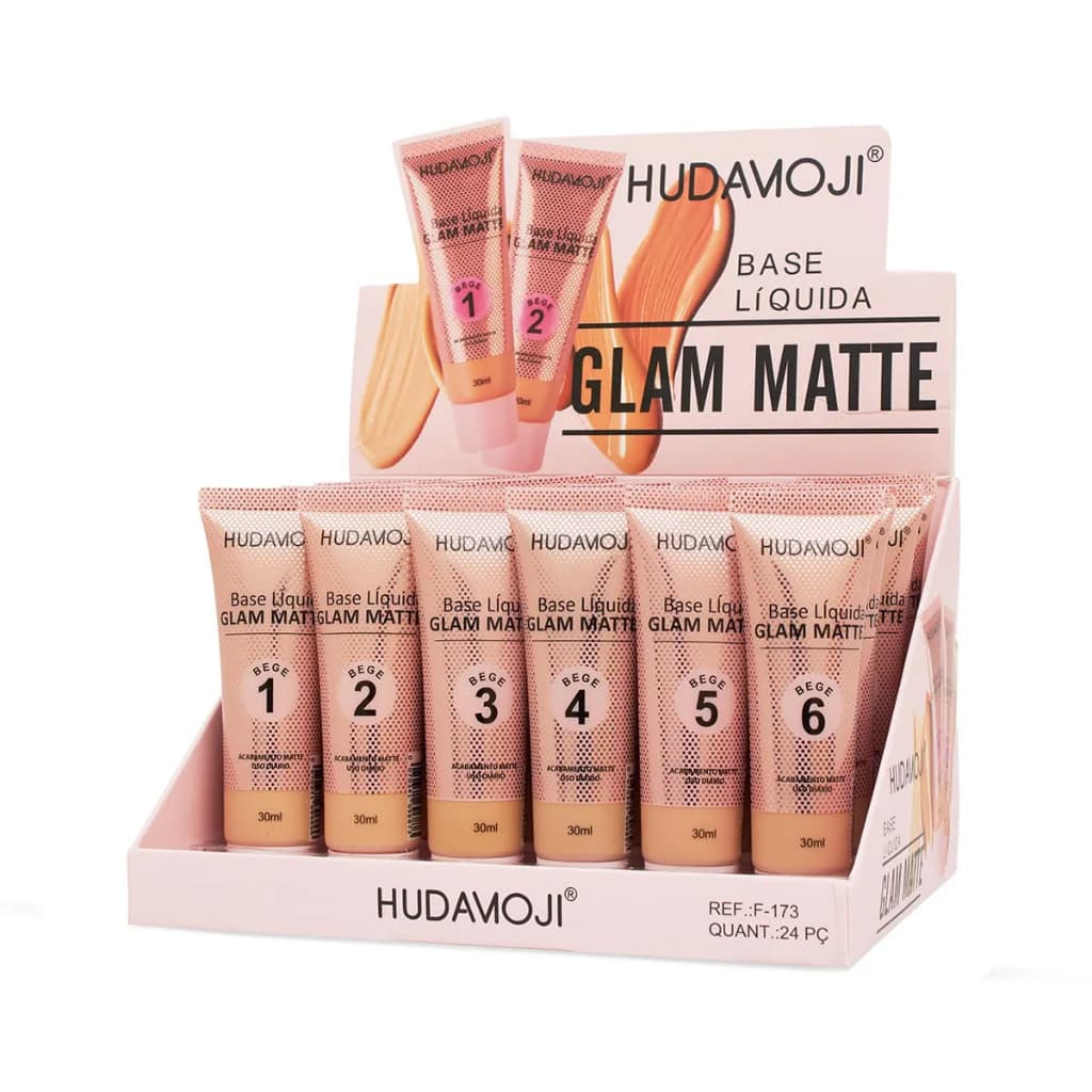 Base Líquida HudaMoji Glam Matte Alta Cobertura Acabamento Matte Maquiagem Profissional Longa Duração