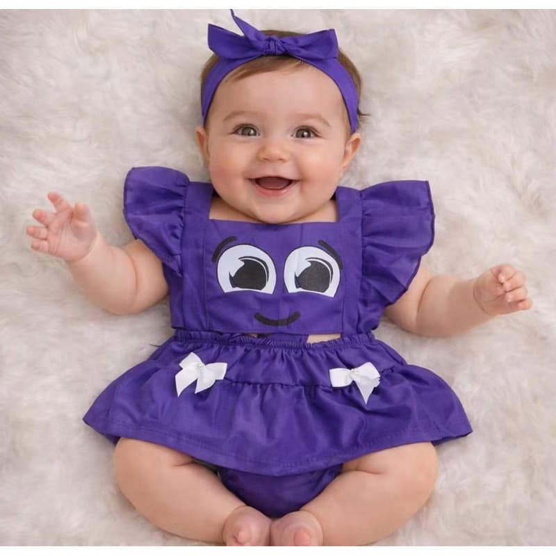 Romper Mesversario Bebe Menina fantasia Bolo Fofo.