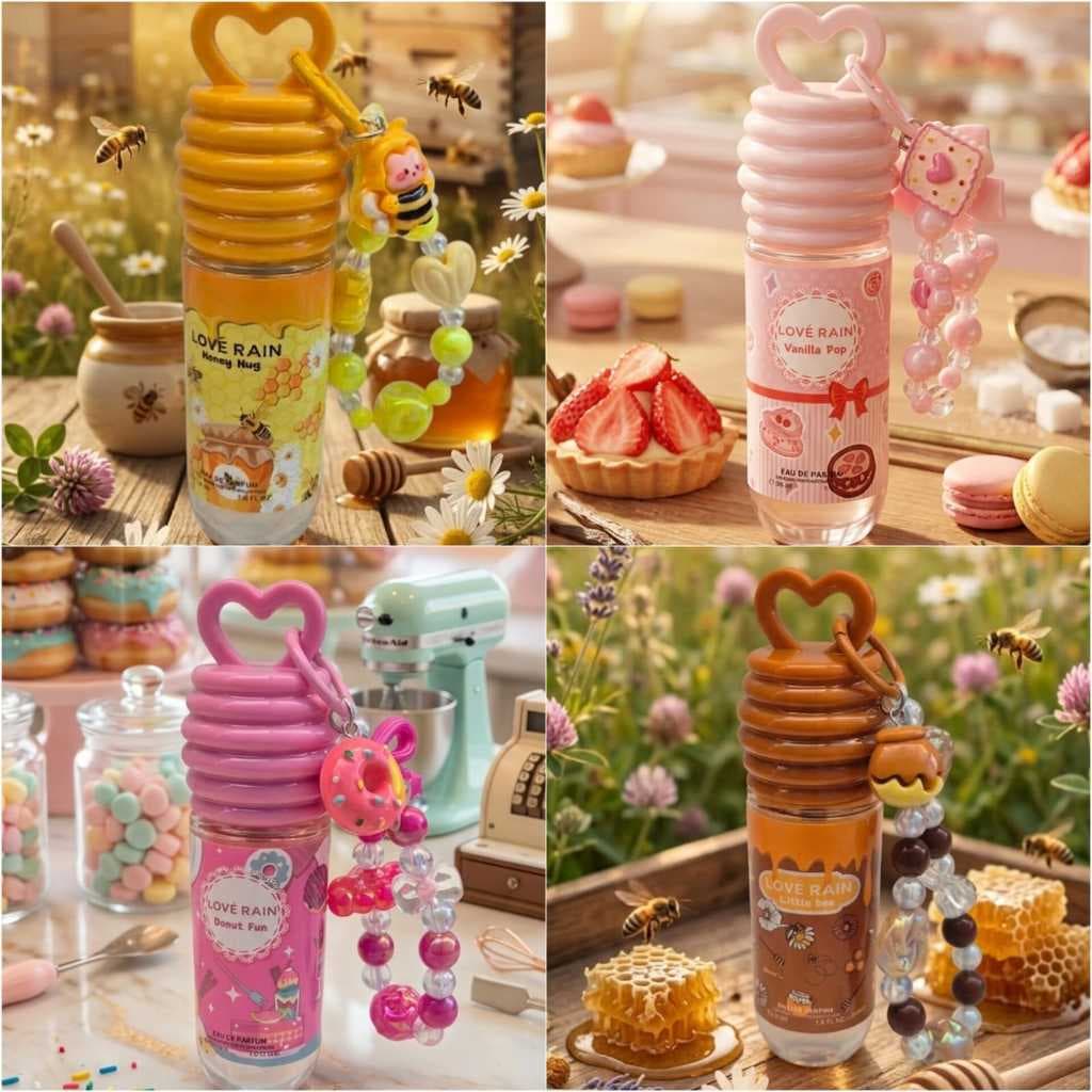 Perfume Pocket Feminino Mini Fragância Importada Doce Chaveiro (Little Bee, Donut Fun, Honey Hug, Vanilla Pop)