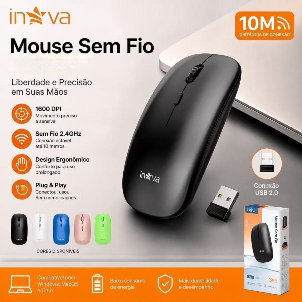 Mouse Sem Fio Com Led Recarregavel (bluetooth,2.4gbUSB)