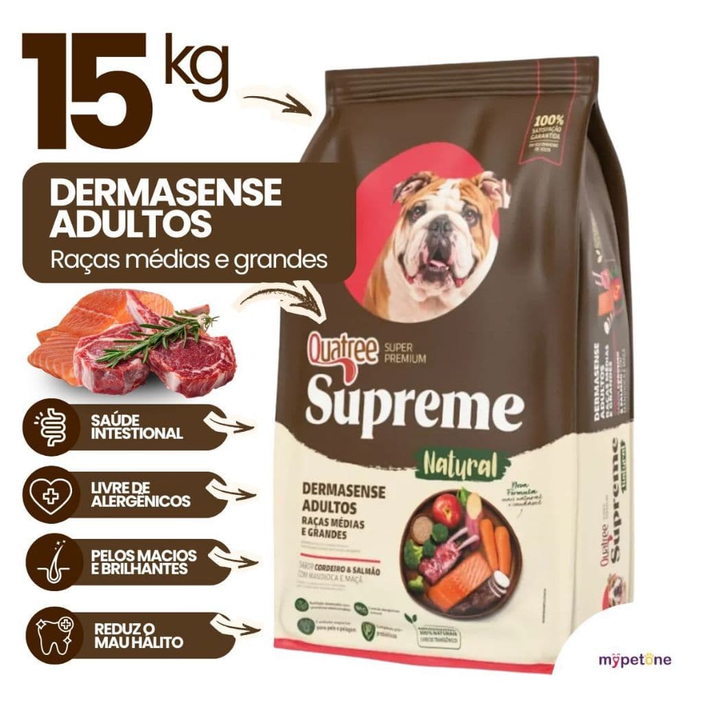 Ração Quatree Supreme Dermasense Cães Adultos - 15Kg