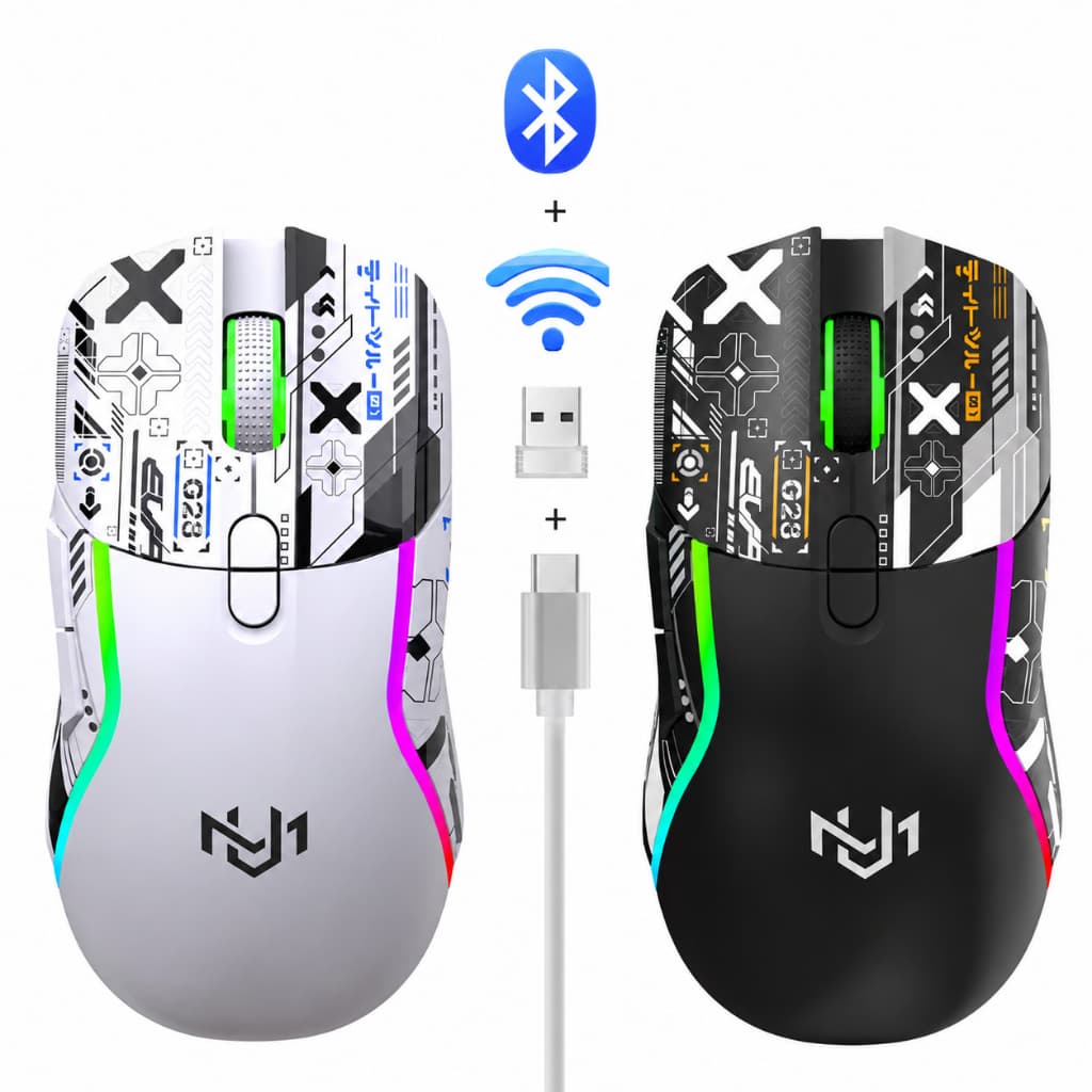 Mouse Gamer RGB Iluminação Óptico Sem Fio Bluetooth5.0 Ergonômico Recarregável Notebook
