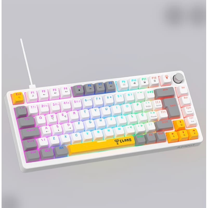 Teclado Mecânico RGB 75% 84 Teclas Switch Red Hot Swap ABNT2 Anti Ghosting Completo (Lyra) COR PRETO E BRANCO
