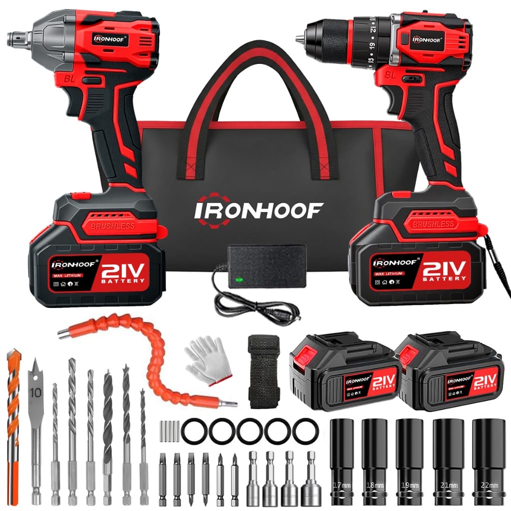 Kit 2 Chave De Impacto A Bateria + Parafusadeira E Furadeira Brushless