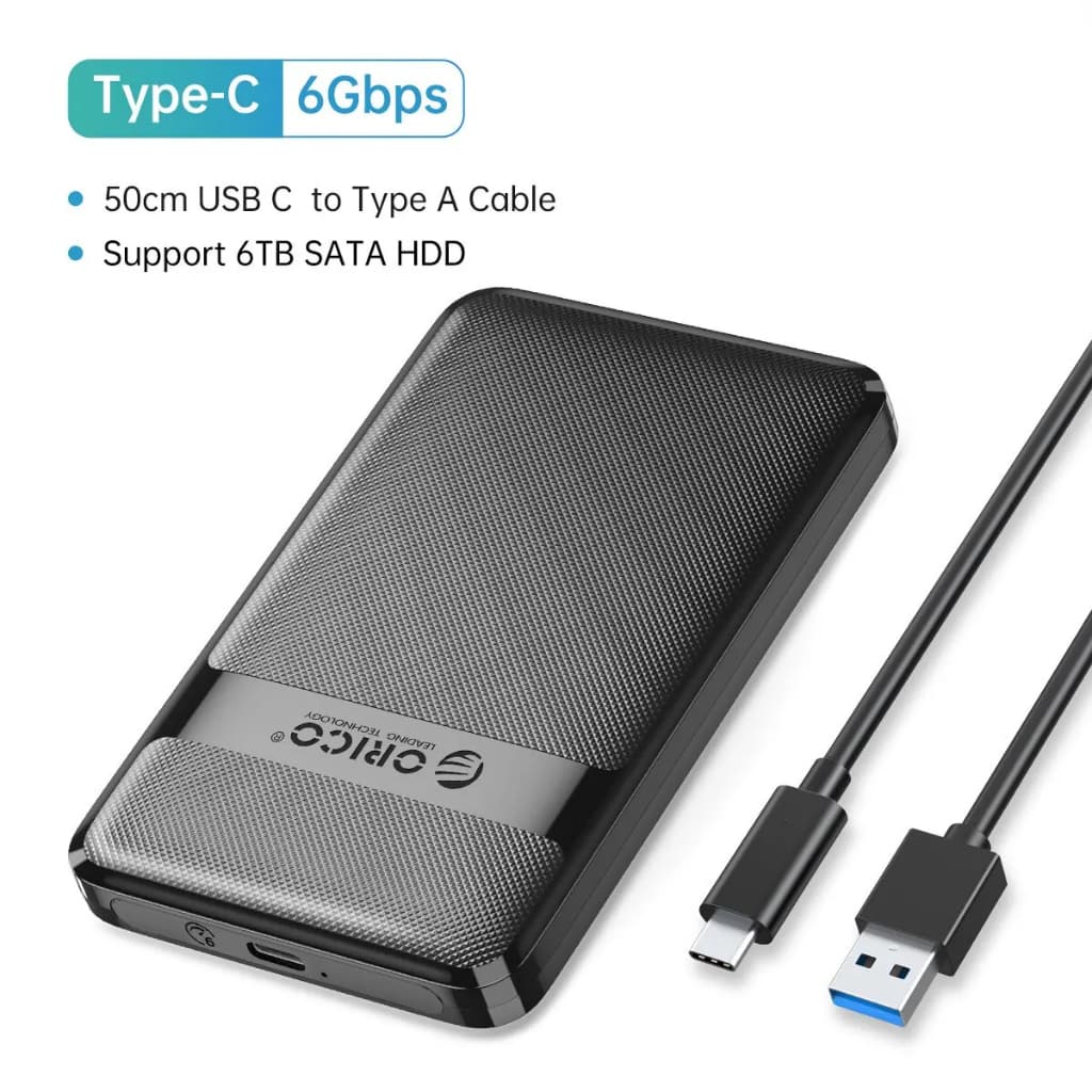 Case Externo Orico HDD SSD SATA 2.5" USB 3.0 Tipo-C 6Gbps Max