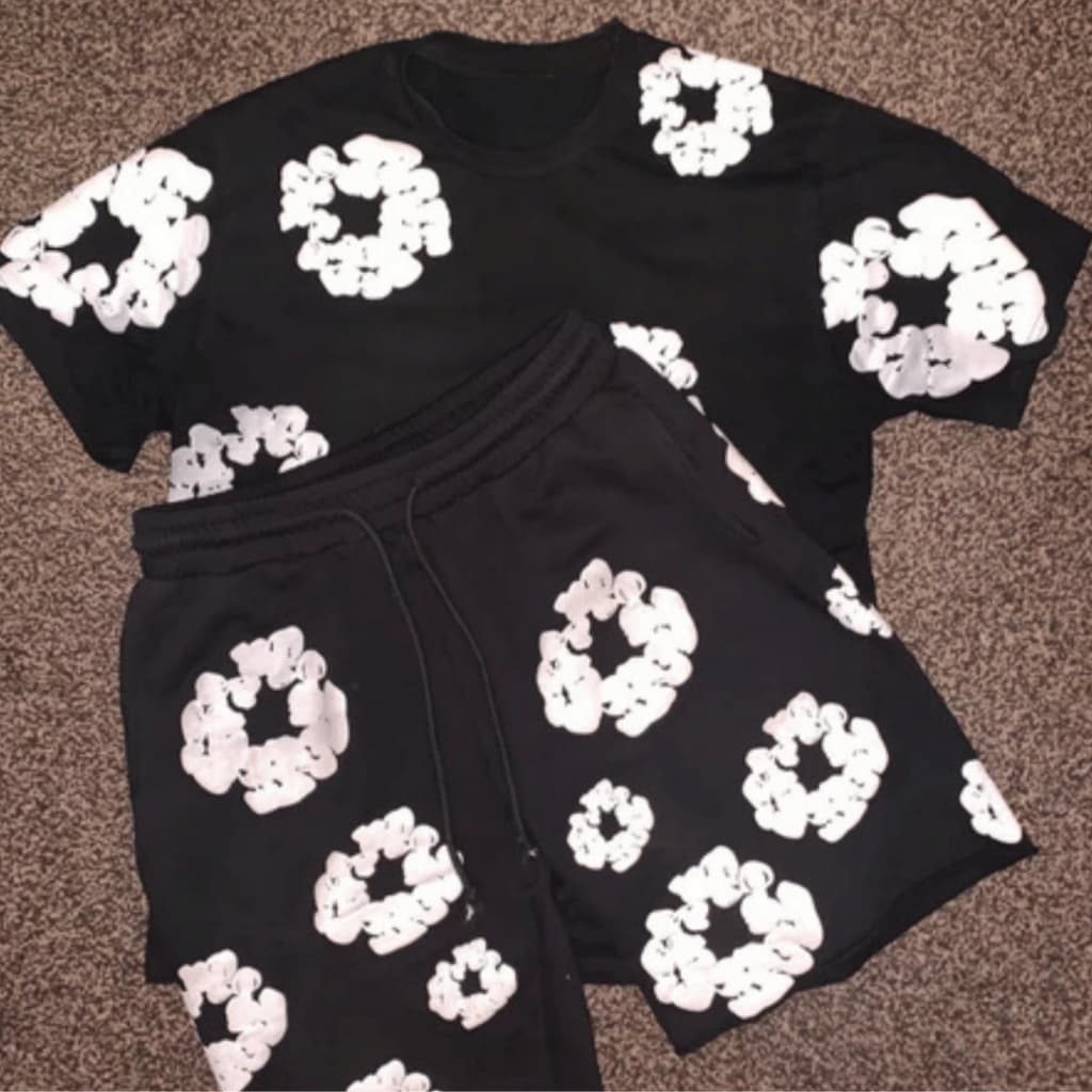 Conjunto Bermuda E Short Moletom Hype Tendência Premium Estilo Gringo Floral Urbano Y2k Algodão 2026