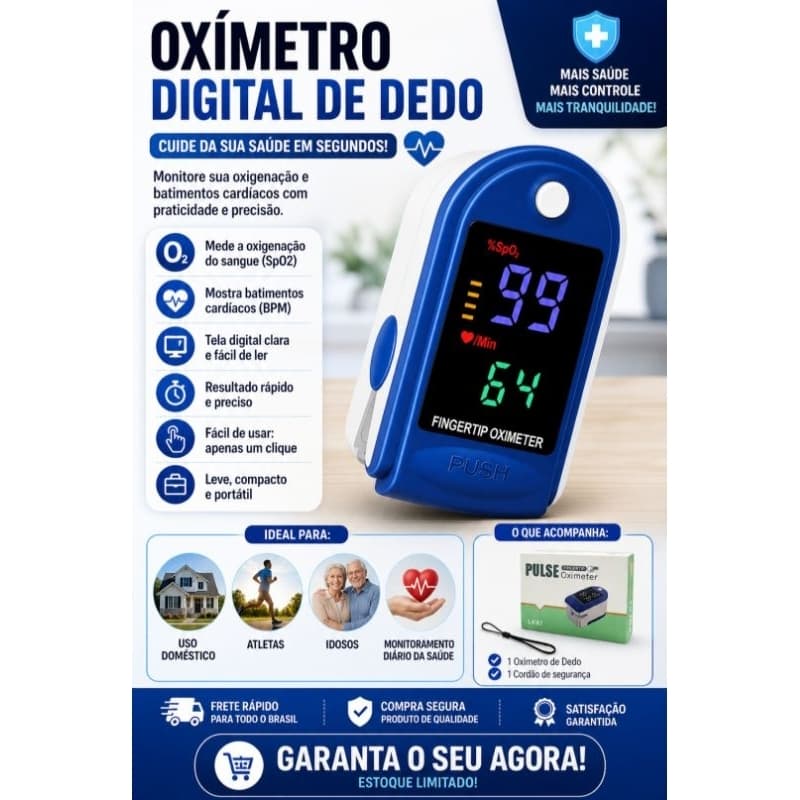 Oxímetro Digital de Dedo com Resultados Rápidos e Precisos