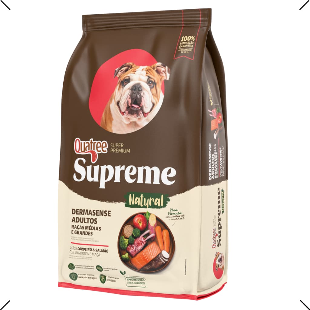 RAÇÃO QUATREE SUPREME DERMATO ADULTO RAÇA MEDIA E GRANDE 15KG