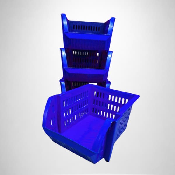 Kit 4 Cesto Caixa Bin Empilhavel Expositor Organizador Azul Banheiro Banho Cozinha