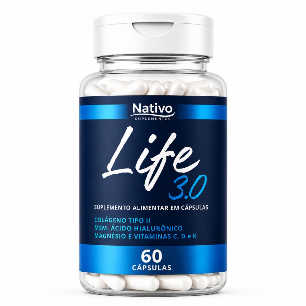 Life 3.0 Suplemento Com Colágeno Tipo 2 Cúrcuma Magnésio Vitaminas C D K Saúde Articulações