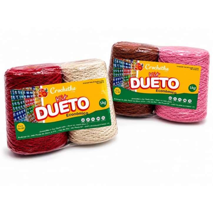 Kit 2 Dueto Econômico Barbantes Crochétka 500g Cada cone - Para Crochê Tapetes Fio 6 Ou Fio 8 Macio, ótima qualidade