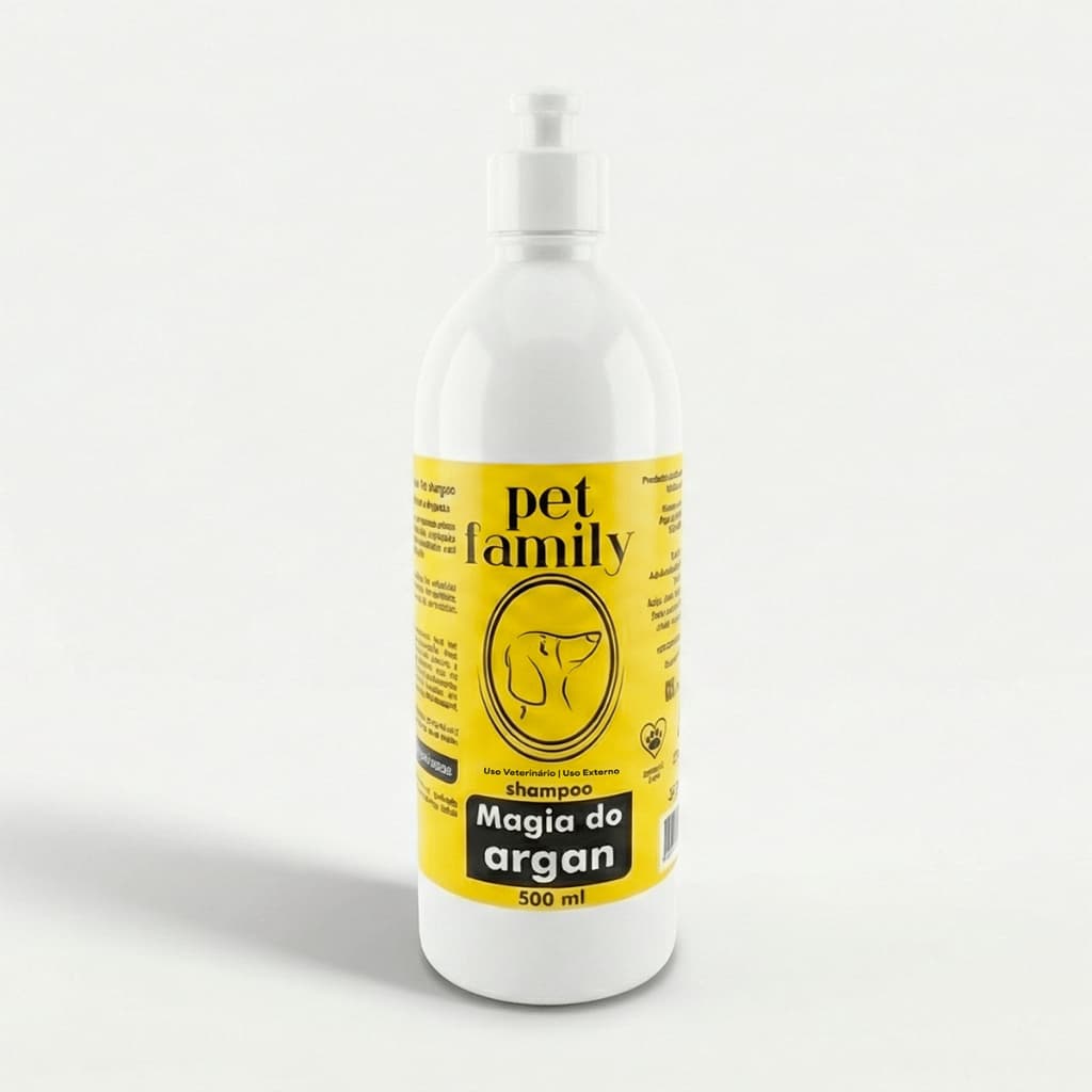 Shampoo Para Pets Magia Do Argan Limpeza Profunda e Hidratação Cuidados Para Pelagem 500ml Pet Family