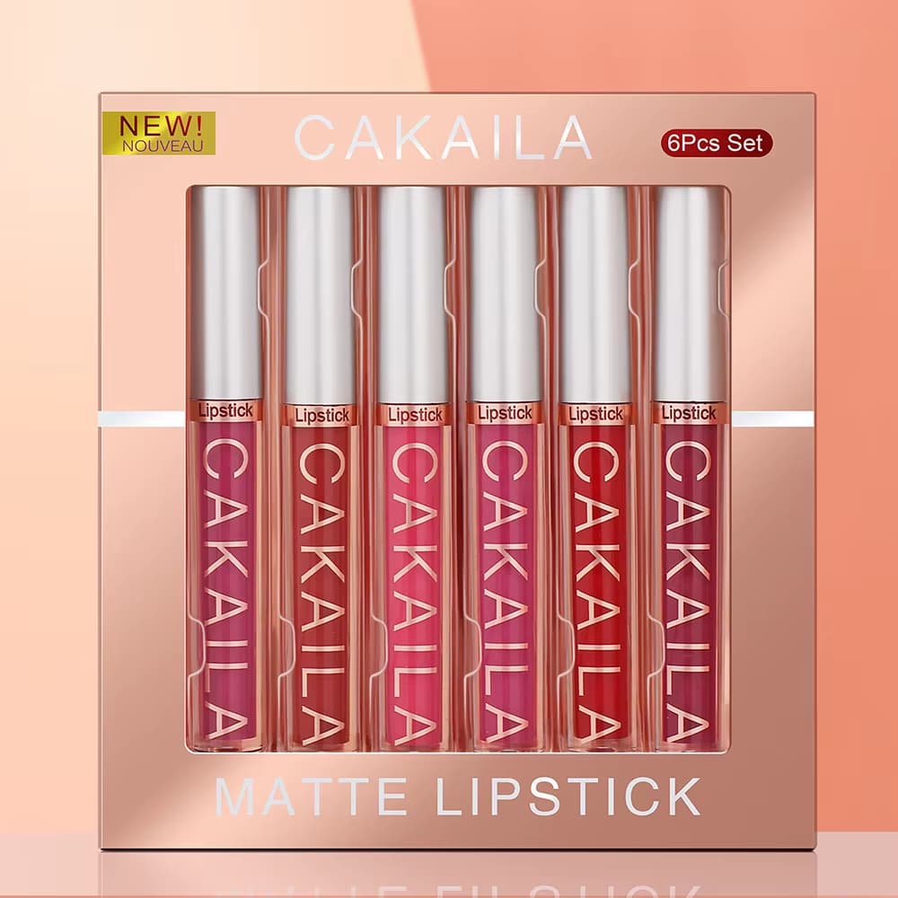 Kit 6 Batons Líquidos Matte Cakaila – Cores Intensas e Alta Pigmentação