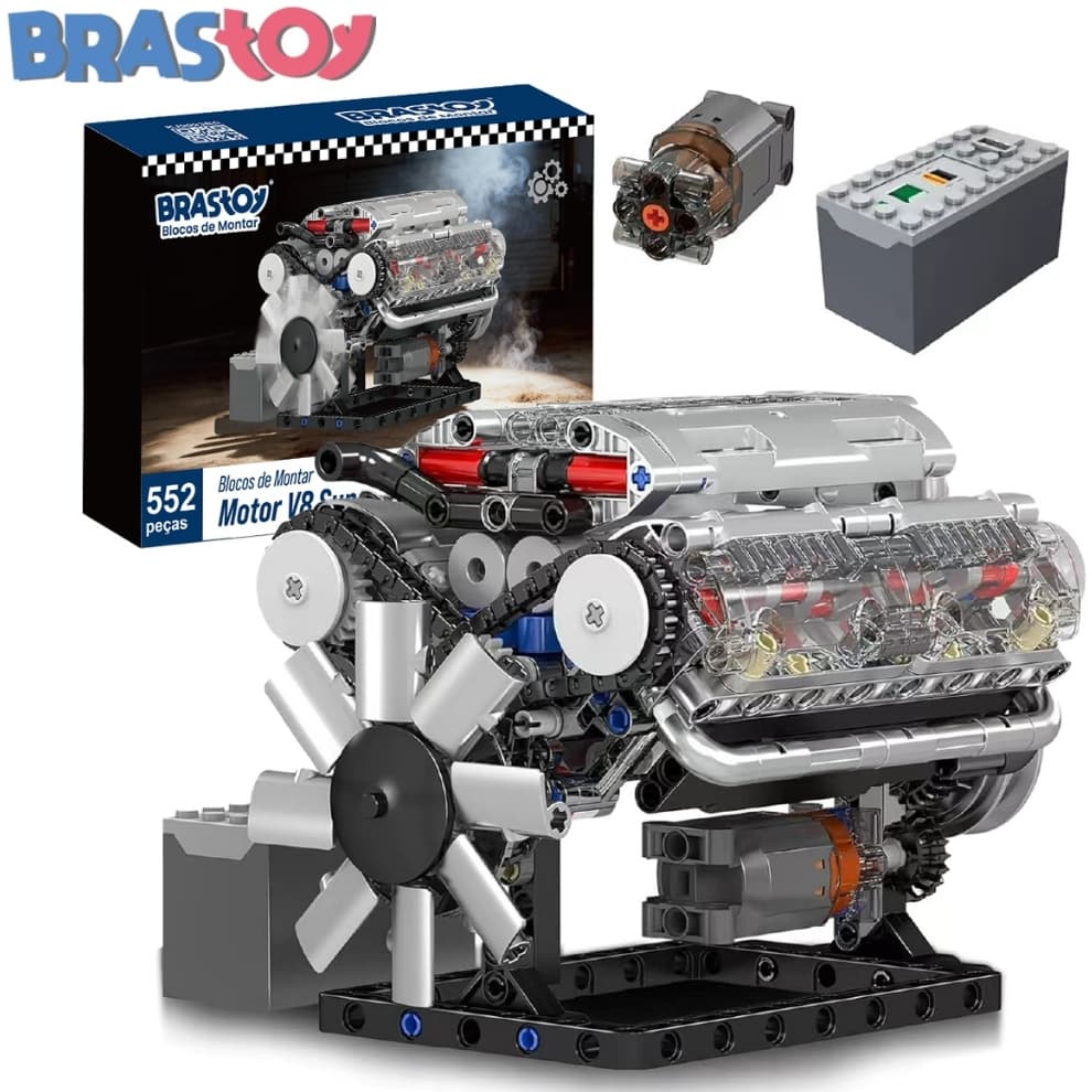Brastoy Brinquedo de montar com motor V8 535/665 peças a partir de 8 anos presente de aniversário