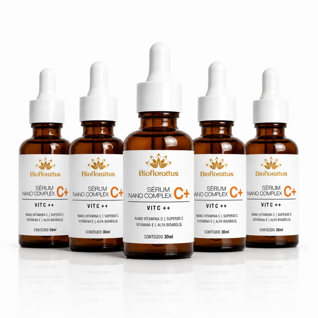 Kit 5 Sérum Facial Vitamina C Nano Complex C++ Antioxidante e Iluminador