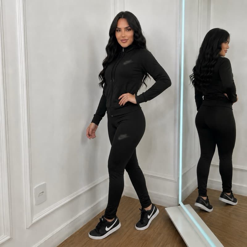 Conjunto Feminino Flanelado Inverno Blusa e Calça Moletom Quentinho Confortável