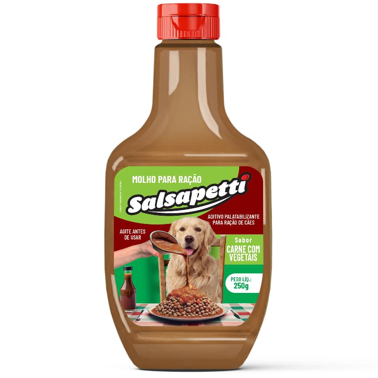 Molho para Ração de Cachorro Carne com Vegetais 250g Cremoso Salsapetti Sachê para Cachorro Molho para Ração Pet