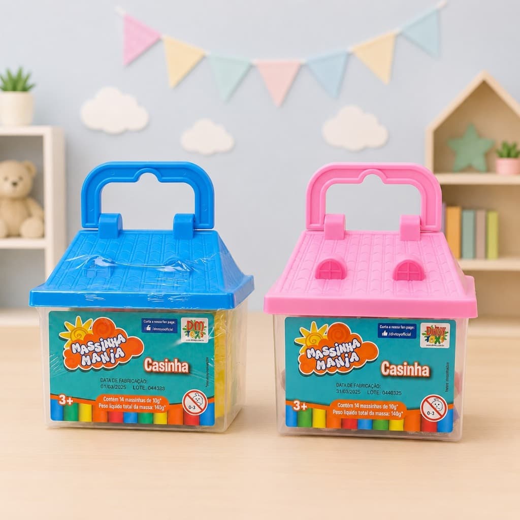 Maleta Casinha Massinha De Modelar Infantil 14 Cores Brinquedo Educativo