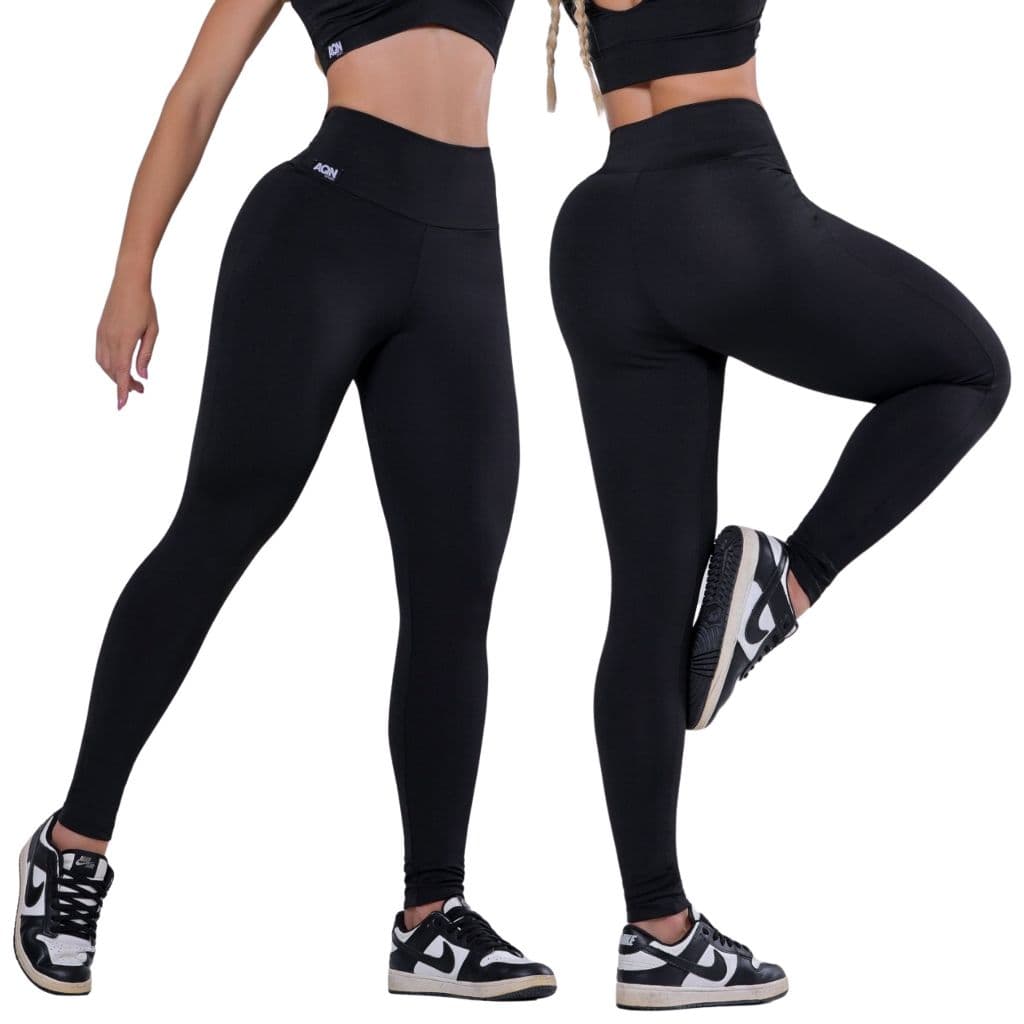 Kit 2 Calças Legging Academia Fitness Feminina Treino Cós Alto Forro Duplo Zero Transparência Grace AQN SPORT