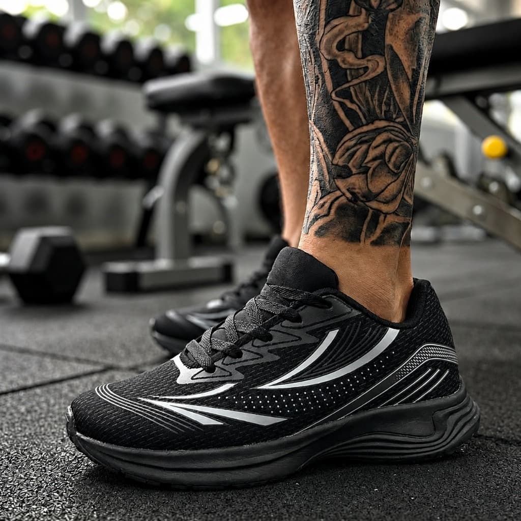 Tênis Masculino AMX Esportivo Fitness Academia Corrida Caminhada Leve Respirável Preto