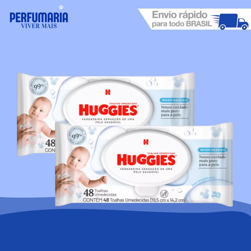 KIT LENÇO UMEDECIDO HUGGIES 96UN RECÉM-NASCIDO (2UN C/48)