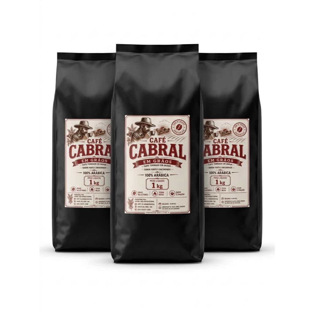 3Kg Café em Grãos Torra Média 100% Arábica Torrado em Grãos Selecionados Café Cabral Especial