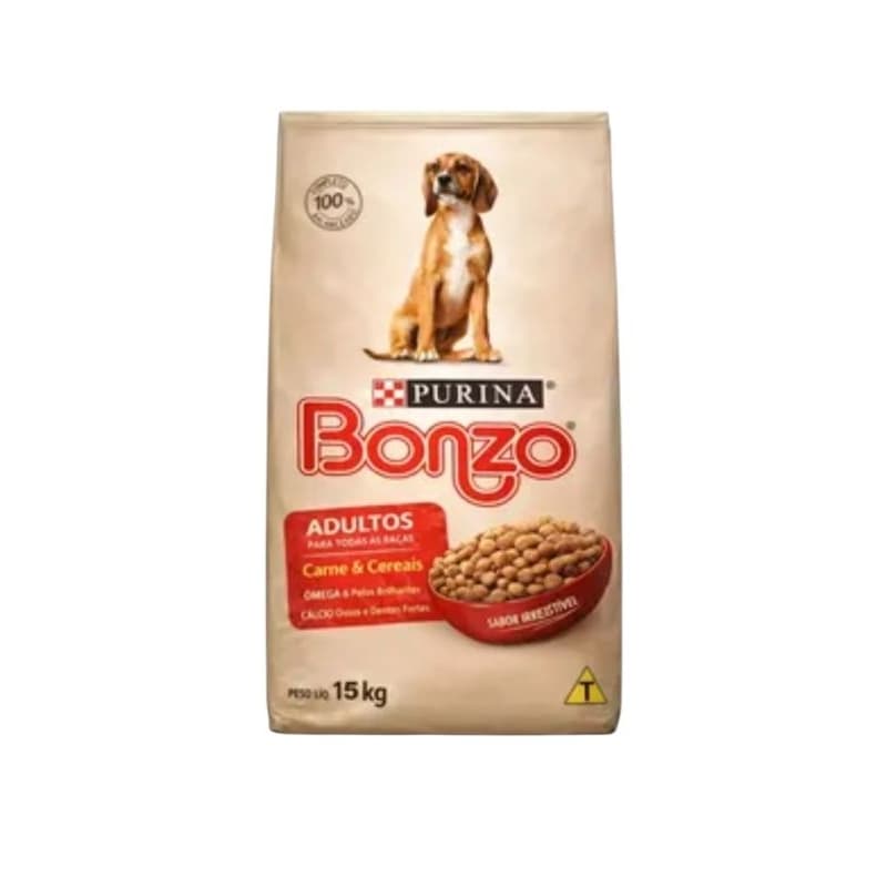 Ração Bonzo Purina 15Kg - Alimento Para Cão Cachorro Sabor Carne