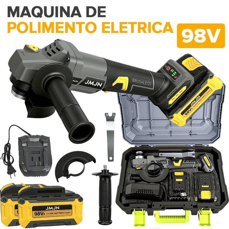 Esmerilhadeira Lixadeira Angular 980w Brushless 8800rpm 2 baterias 98V de litio inclusas