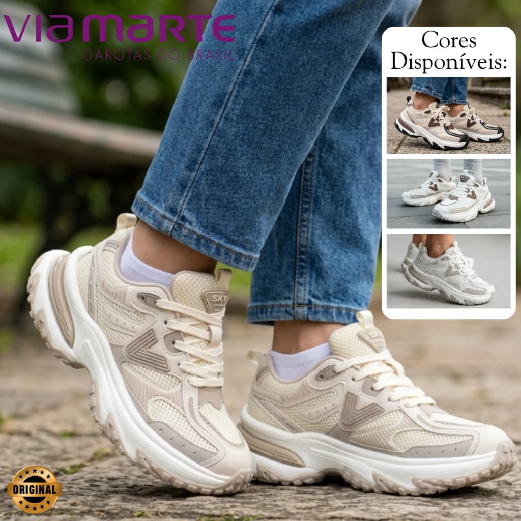 Tênis Via Marte Feminino Esportivo Academia Caminhada Plataforma Slip On Chunky Confortável
