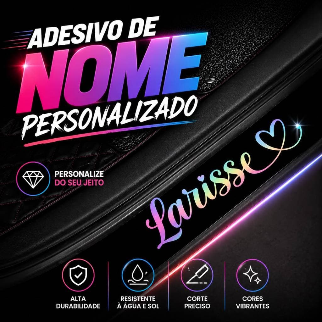 Adesivo Personalizado Nome Moto Carro Garrafa Copo Várias Cores Prova D'Água