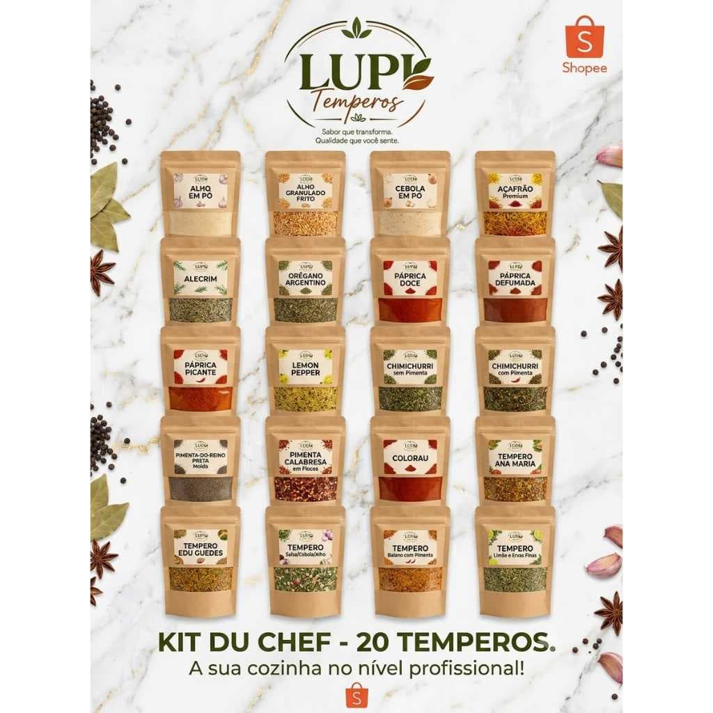 Kit Temperos DU CHEF LuPi 50g - 20 Temperos para uma experiência gastronômica definitiva na sua cozinha!