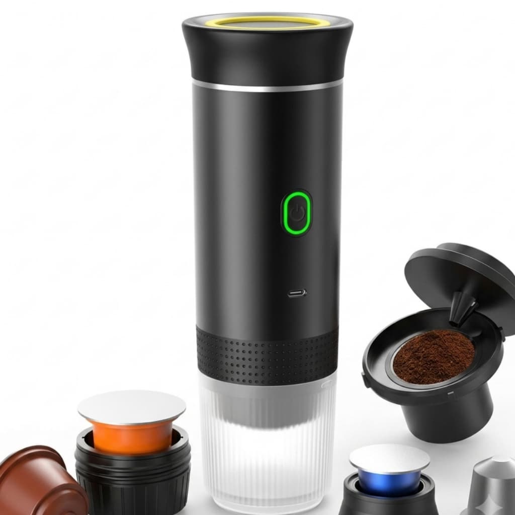 Cafeteira Expresso Portátil Elétrica – Compatível com Cápsulas e Café