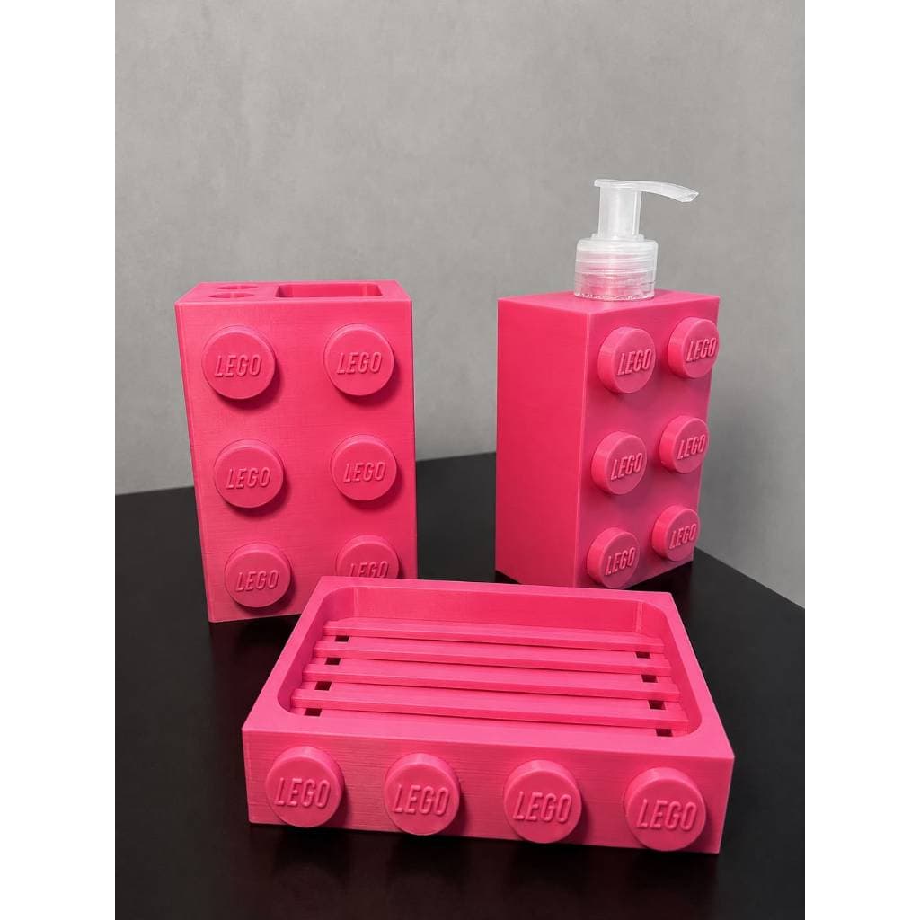 Kit Pia Banheiro Estilo Blocos de Montar LEGO 3 Peças