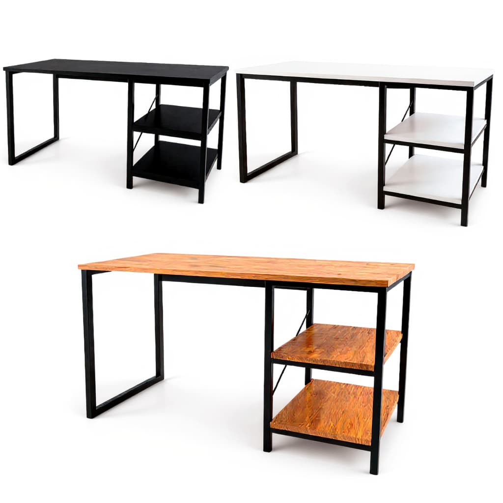 Mesa de Escritório Industrial 120cm Escrivaninha Home Office Estudo PC Notebook
