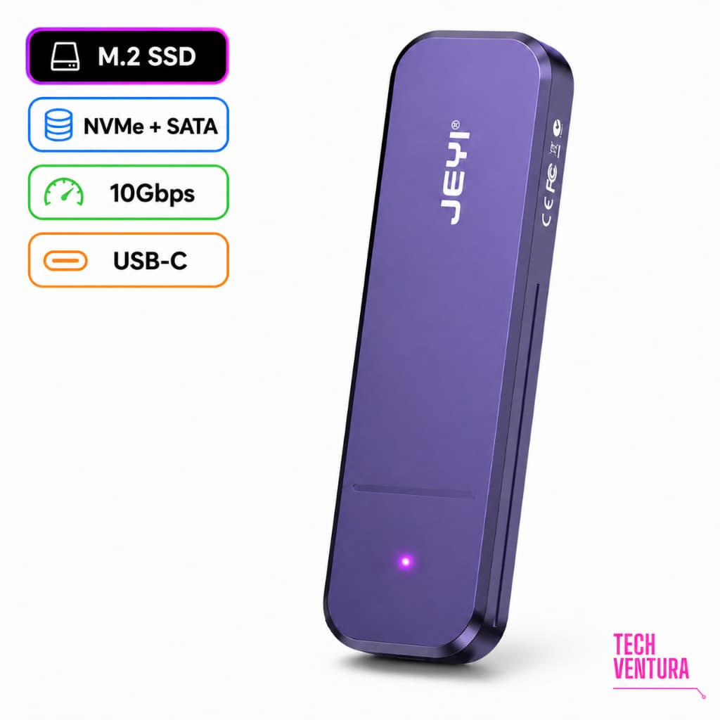 Gabinete Case Externo JEYI Para SSD M.2 NVMe e SATA USB 3.2 Type-C 10Gbps Alumínio