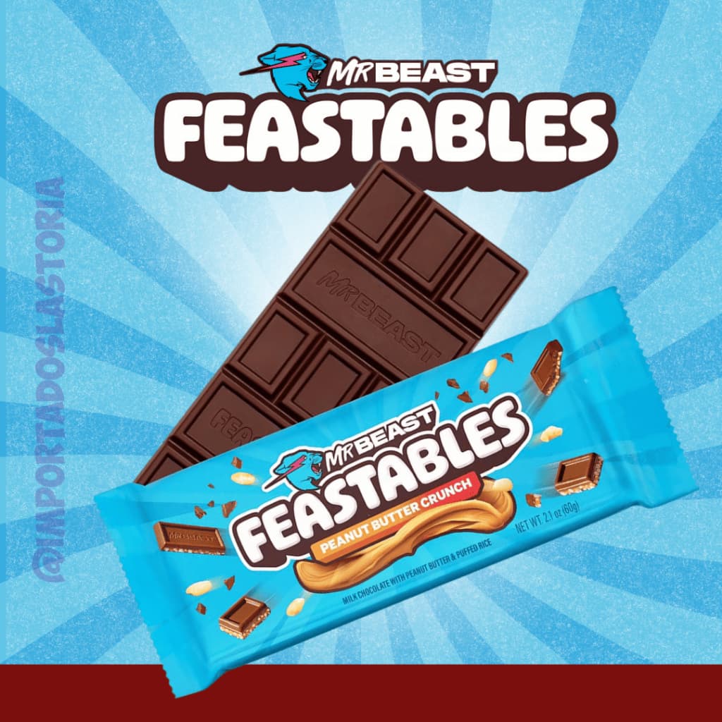 Chocolate MrBeast  Feastables Manteiga de Amendoim Crocante 35g e 60g Original Importado Gourmet