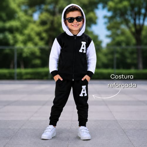 Conjunto Infantil Moletom Com Capuz Menino