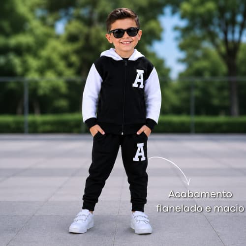 Conjunto Infantil Moletom Com Capuz Menino 2 Peças
